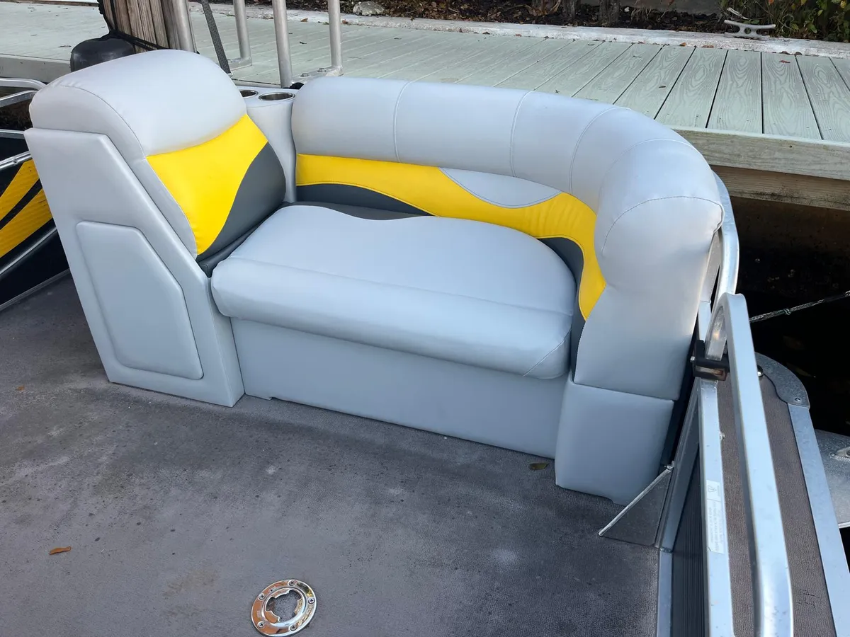 Pontoon boat bench seat reupholstery before 13