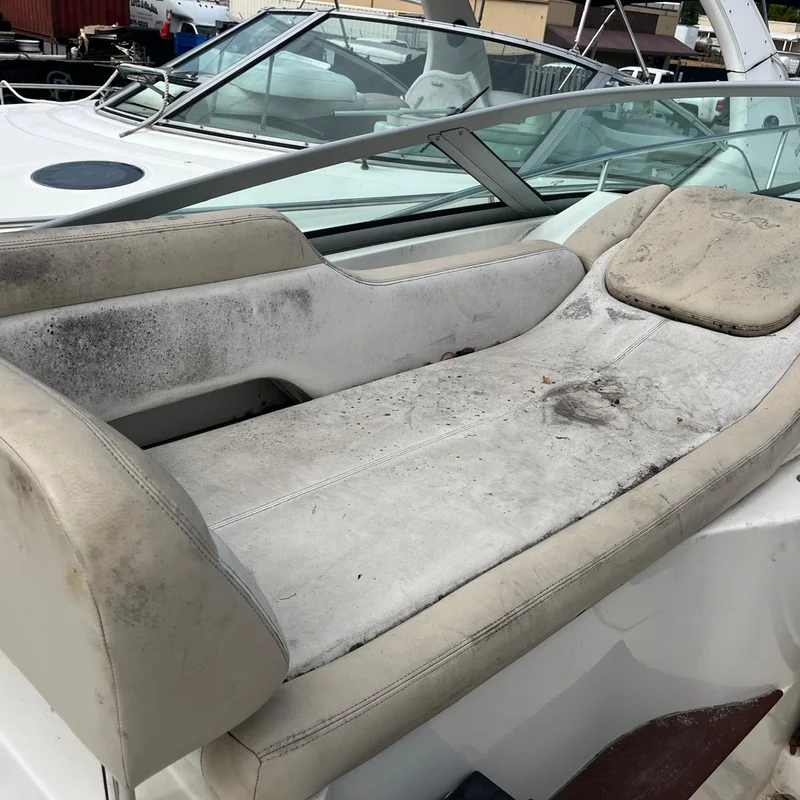 3 Boat Sun Pads Reupholstery Before